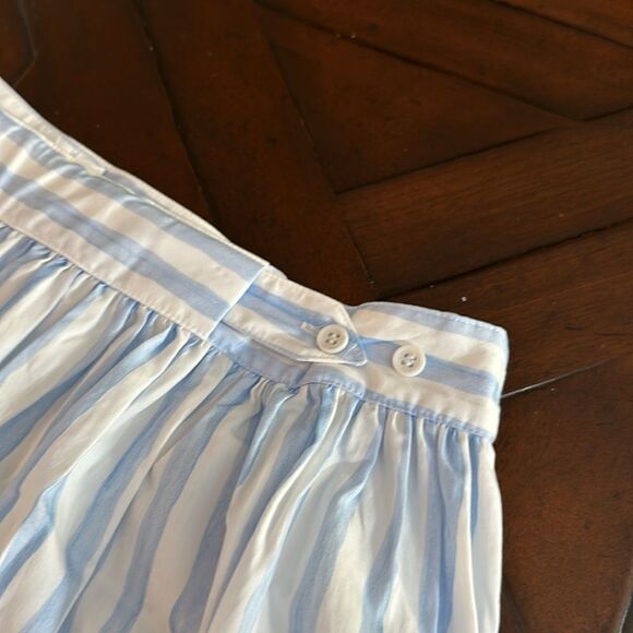 NEW ROSETTA GETTY Gathered Yoke Maxi Skirt - Baby Blue White - size Large - Picture 11 of 11